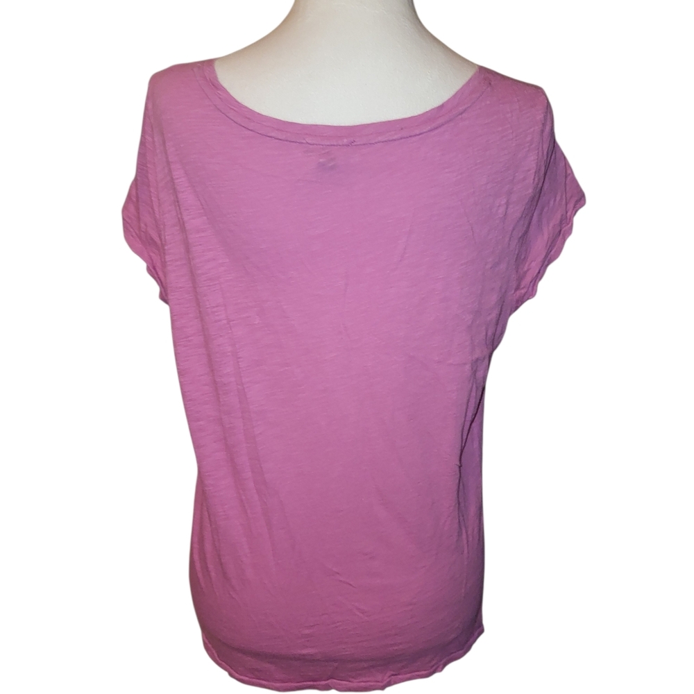 Talbots Ruffled Front Tee Pink sz L - Picture 2 of 4